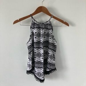 Sleeveless Top with Fringe Bottom